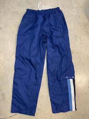 Vintage 90s Nike Mesh Lined Nylon Windbreaker Track Pants Navy Blue Men's Large